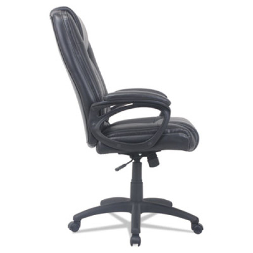 Alera CC Series Executive High Back Leather Chair， Supports up to 275 lbs.， Black Seat/Black Back， Black Base (CC4119F)