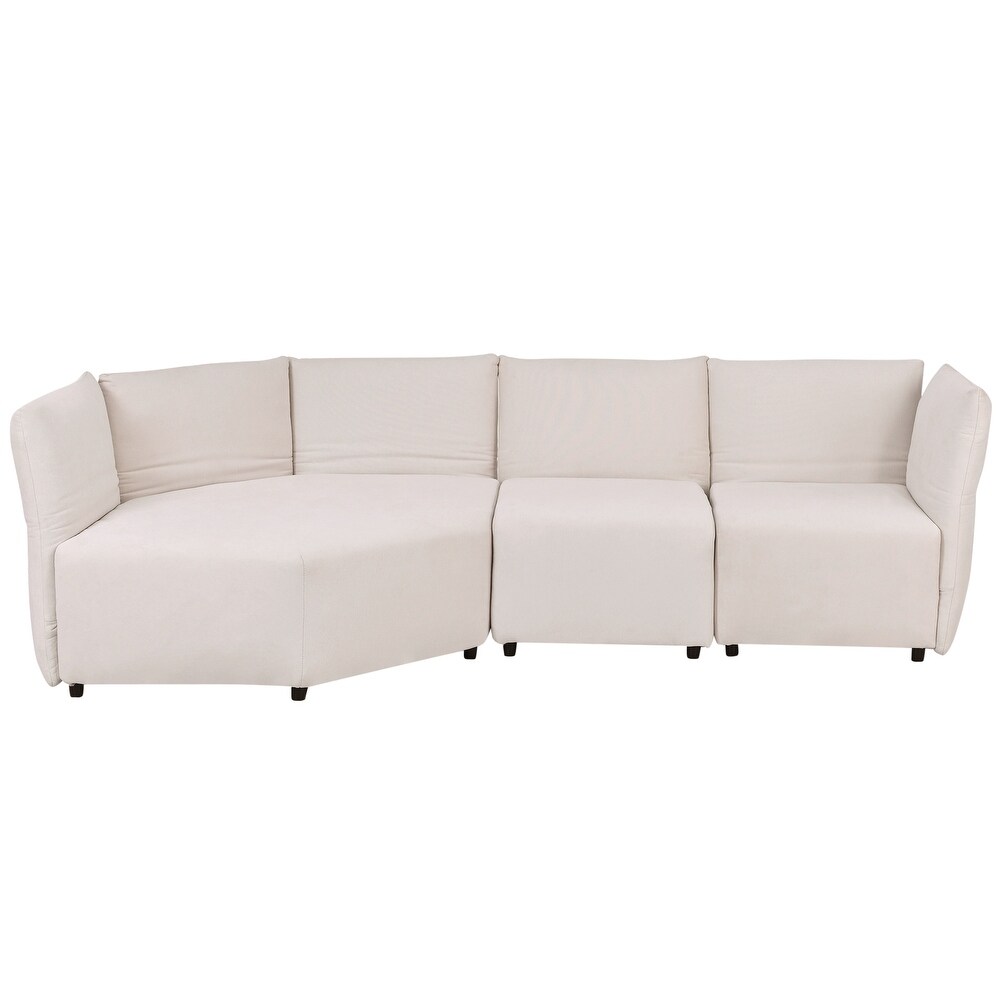 Modern Upholstered Sofa Set with Adjustable Backrest  Free Combination  and Durable Wooden Frame for Living Room