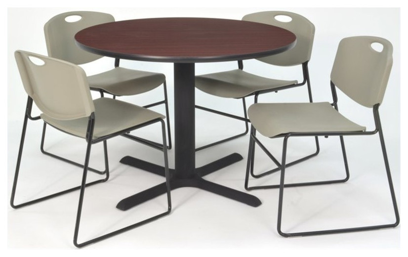 Cain 48 quotRound Breakroom Table and 4 Zeng Stack Chairs   Contemporary   Coffee Tables   by BisonOffice  Houzz