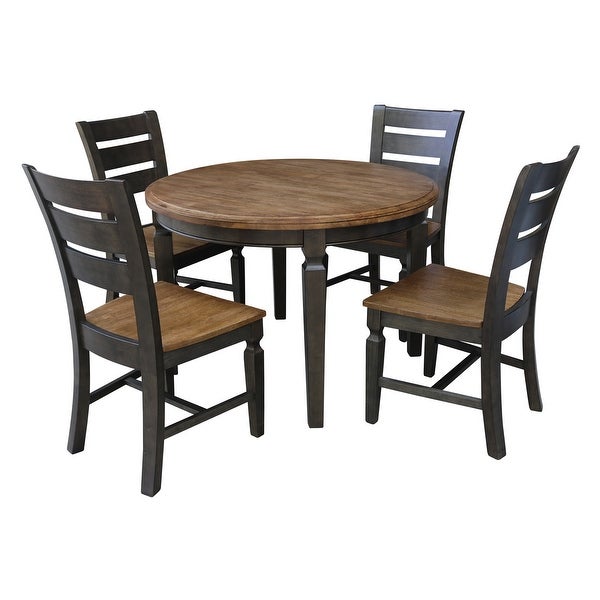 44 in. Round Top Dining Table with 4 Ladderback Chairs