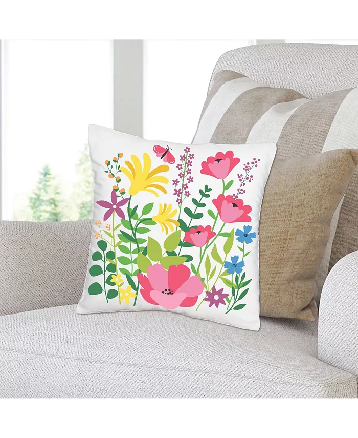 Big Dot of Happiness Wildflowers - Boho Floral Canvas Case - Throw Pillow Cover - 16 x 16 Inches