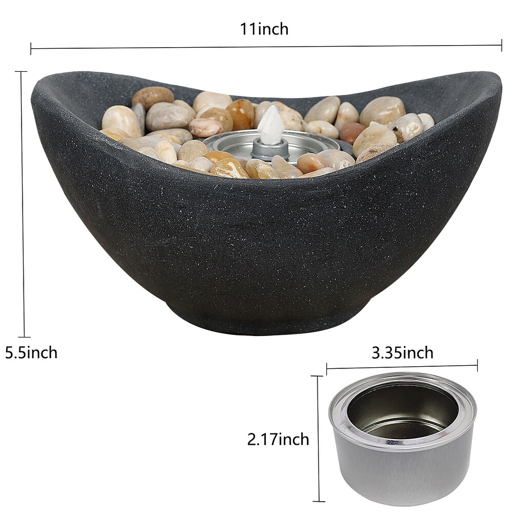 Aoodor Portable Concrete Fire Pit   Indoor/Outdoor Tabletop Fireplace for Balcony  Patio Decor