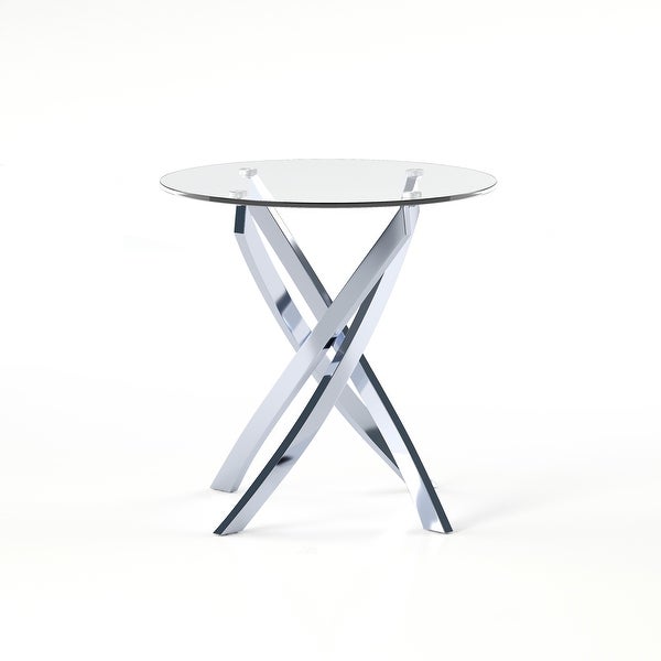 Furniture of America Dess Modern Chrome X-cross Round Side Table