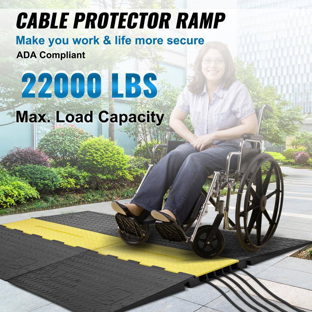 VEVOR 45 in. x 31.5 in. Cable Protector Ramp 22000 lbs. Load Speed Bump Raceway Cord Cover ADA Compliant Wire Cover-5 Channel DLADA15WH1212LBRZV0