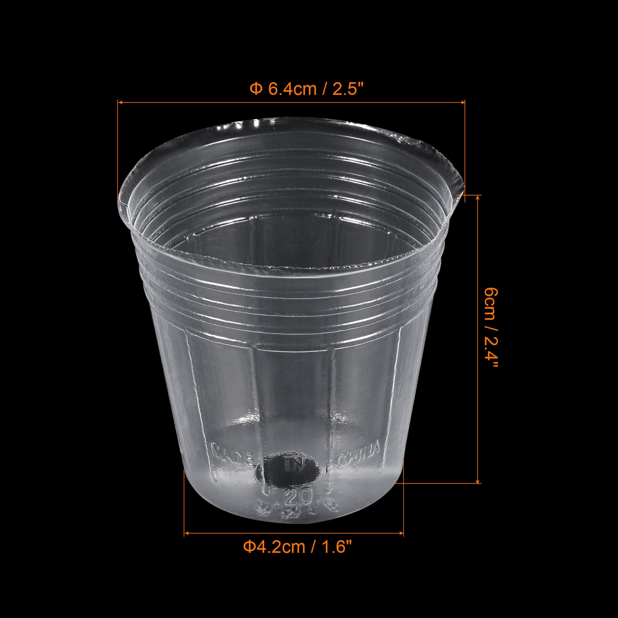 Uxcell 2.5'' Plastic Plant Nursery Pots Flower Starting Container, Clear 60 Pack