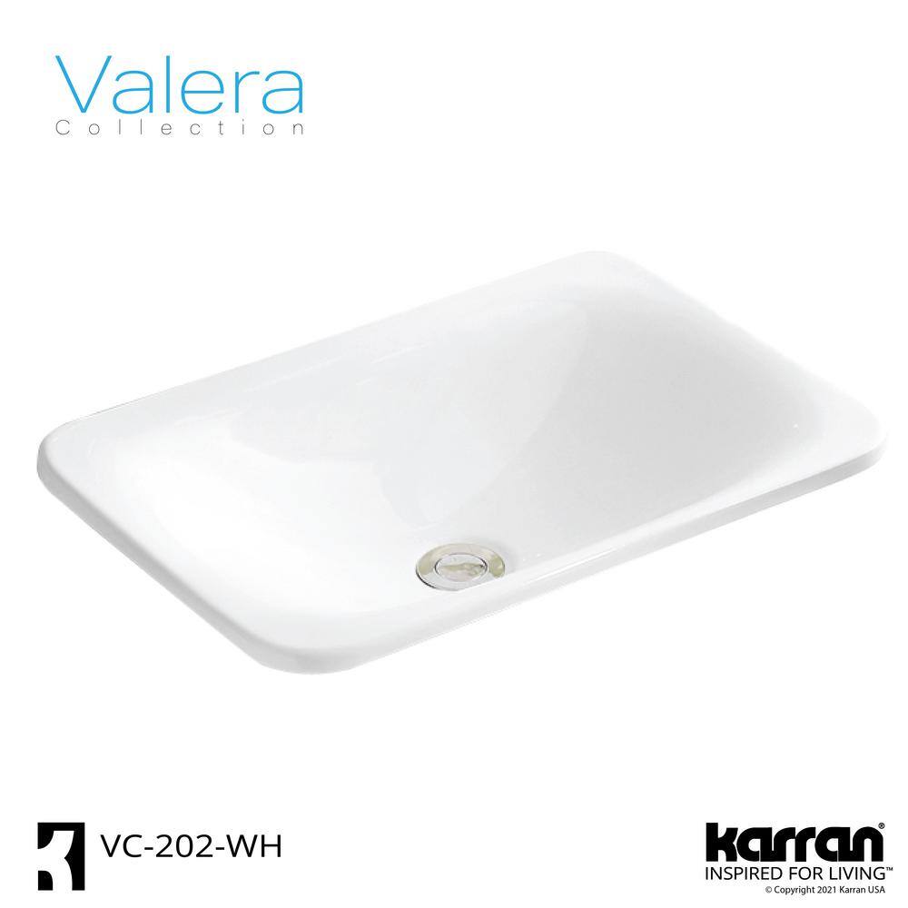 Karran Valera 21 in. Top Mount Vitreous China Bathroom Sink in White VC-202-WH