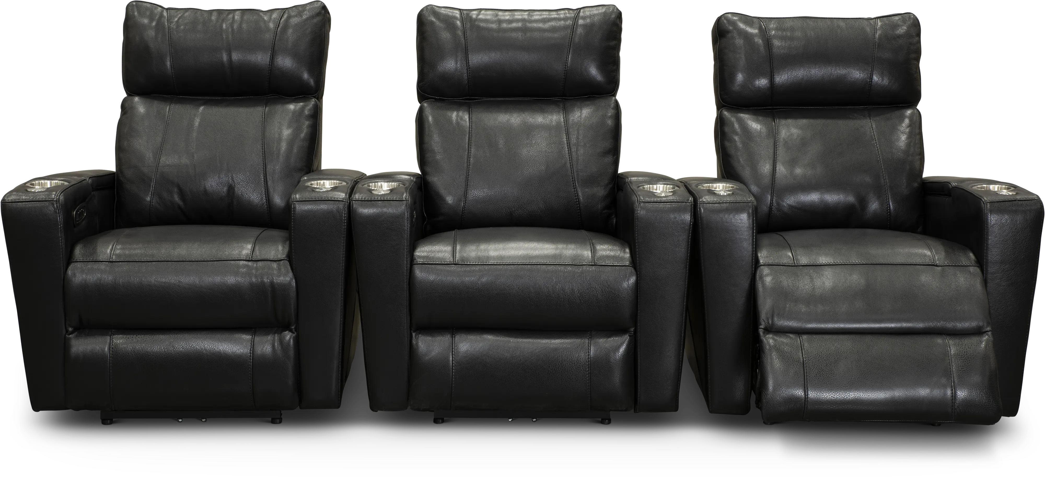 Carter Black Leather-Match 3 Piece Power Home Theater Seating