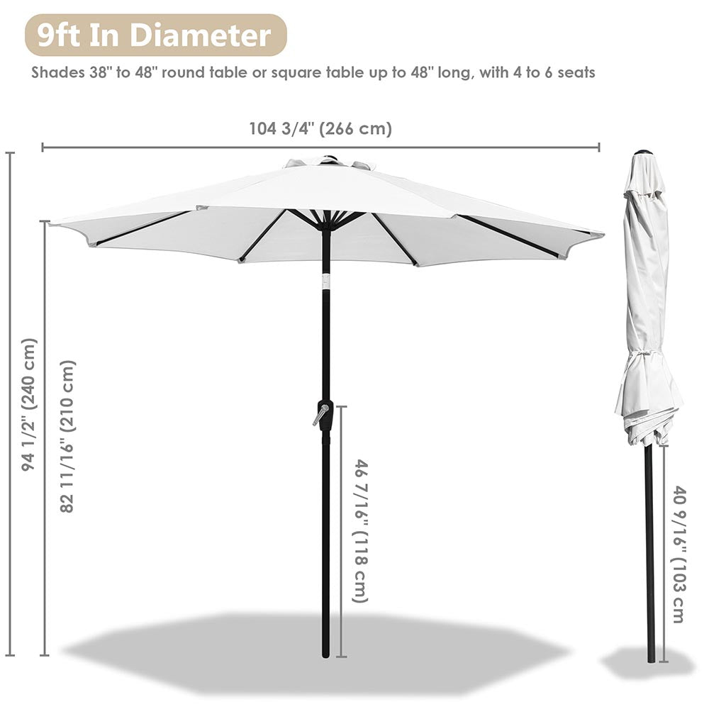 Yescom 9ft Patio Outdoor Market Umbrella Tilt Multiple Colors