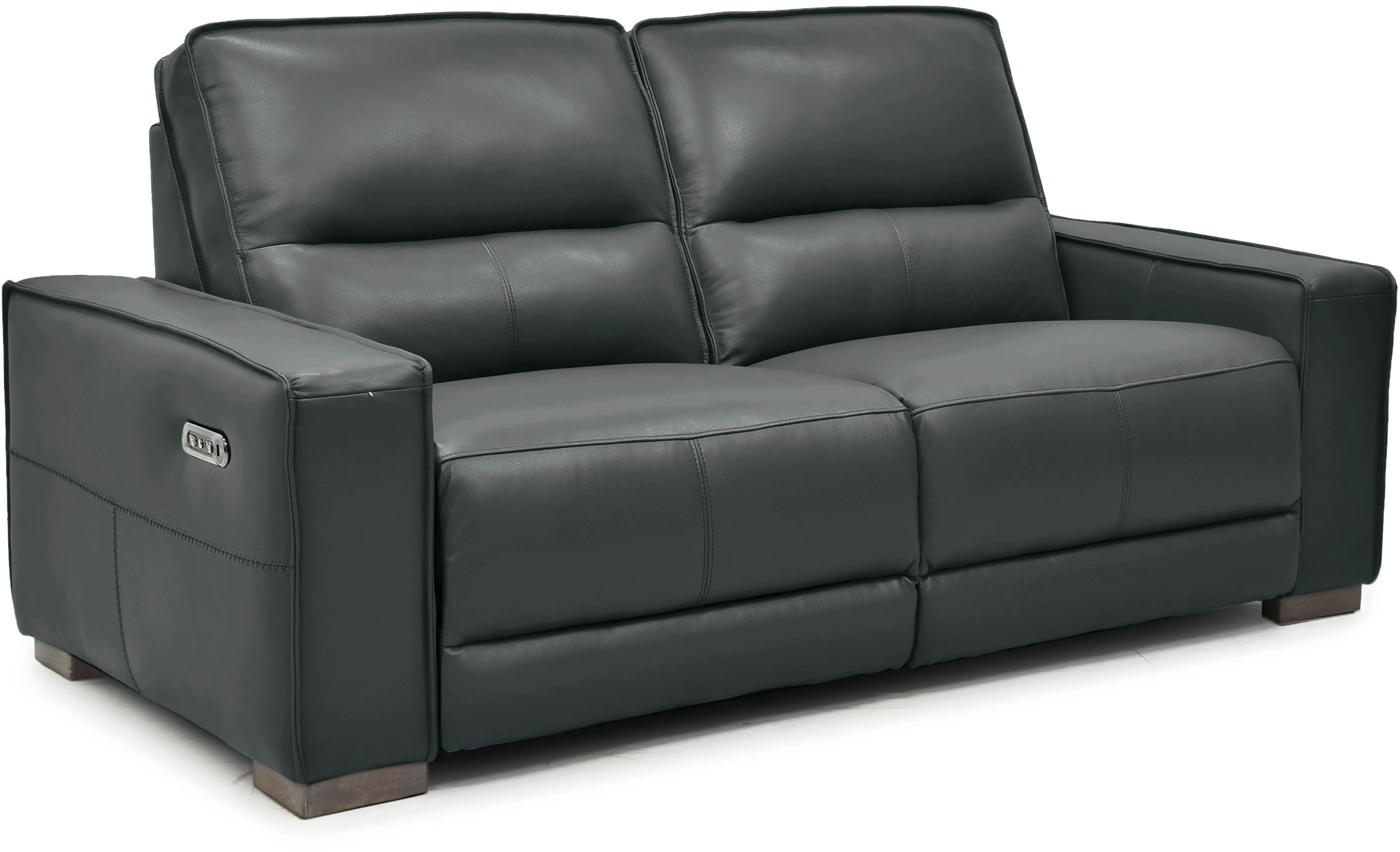 Jet Dark Gray Leather Power Reclining Loveseat