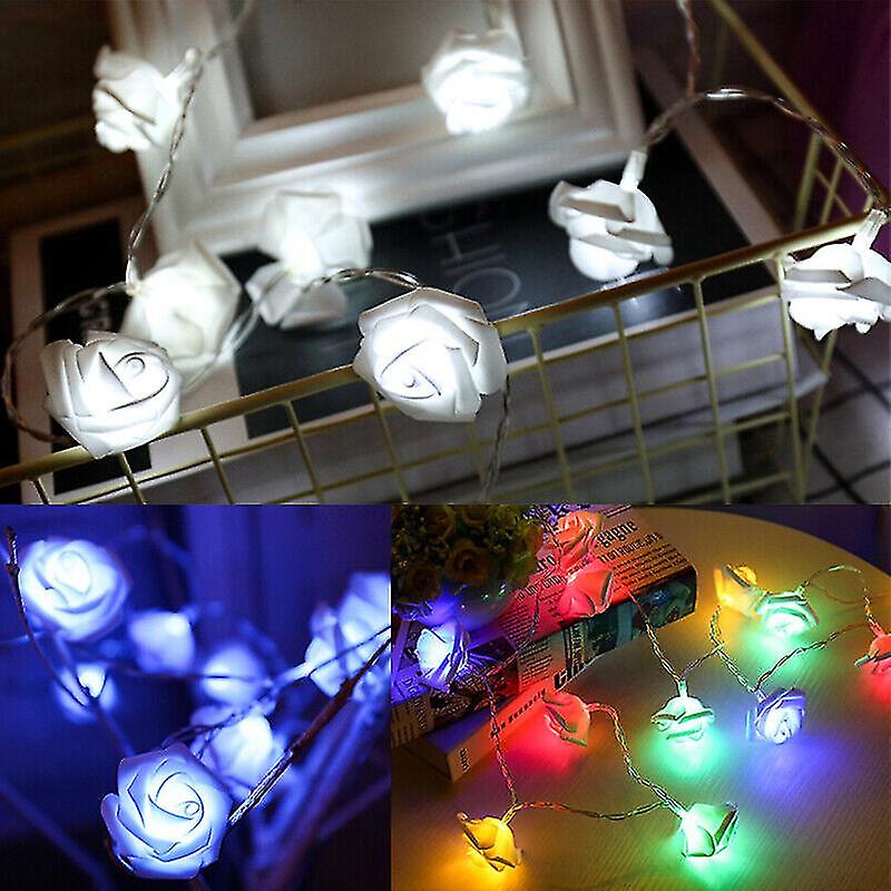 Rose Flower Battery Lights String Fairy 20 Led Battery Wedding Party Garden Decor