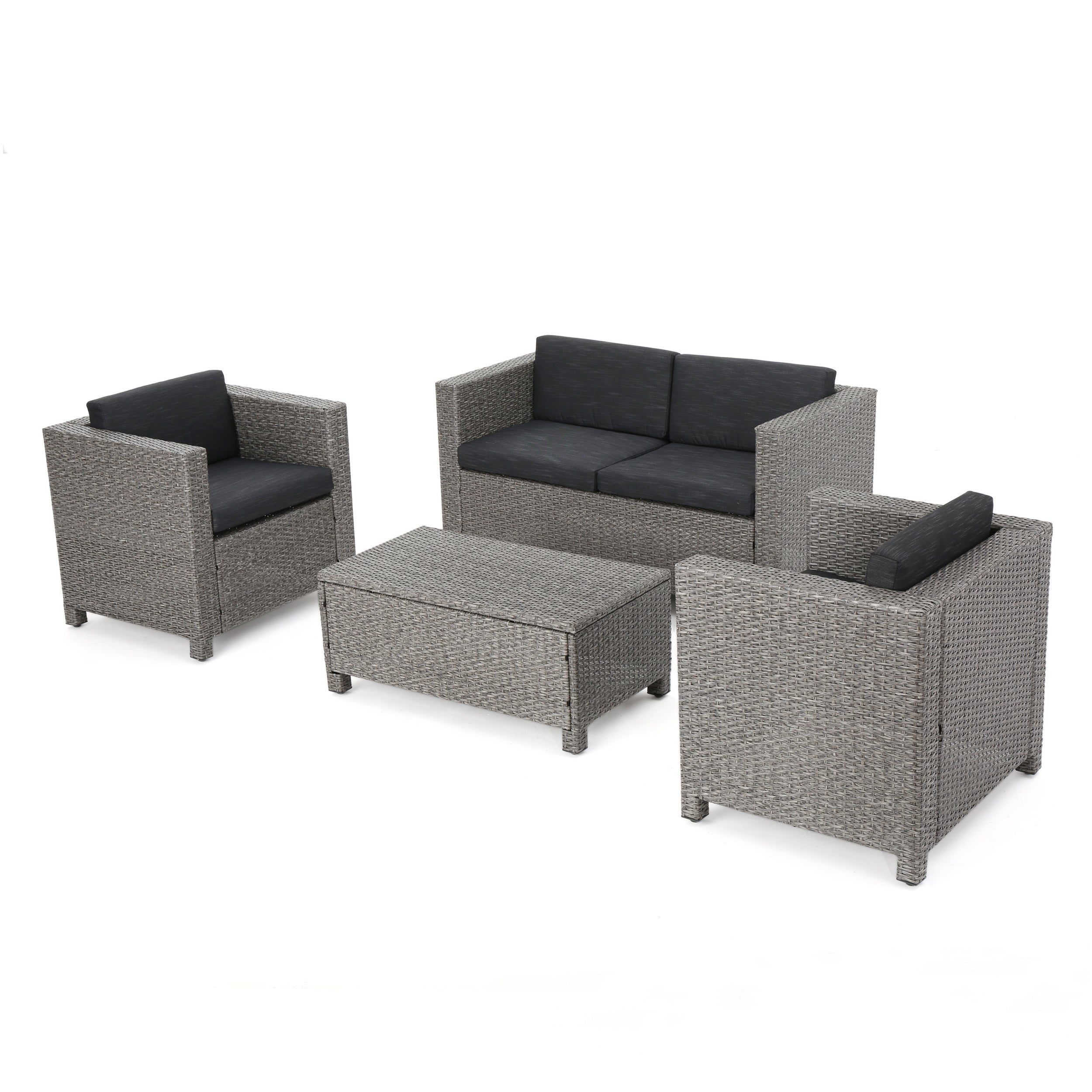 Pueblo 4 Piece Wicker Chat Set w/ Water Resistant Cushions & Cover