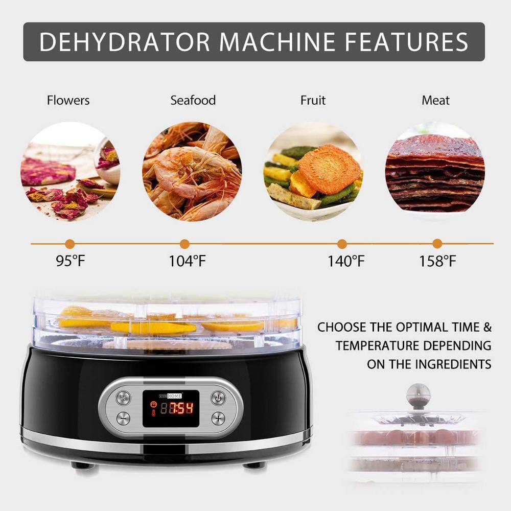 VIVOHOME Electric 400W 6-Tray Round Black Food Dehydrator with Digital Timer and Temperature Control X002FQMVC3