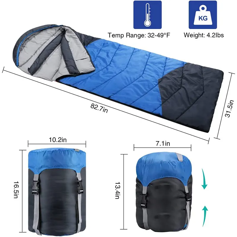 Custom Anti Bite Zip Draw Cord Ultralight Portable Outdoor Envelope Style Camping Sleeping Bag