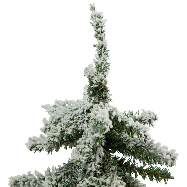 15 Potted Flocked Downswept Mini Village Pine Medium Artificial Tree