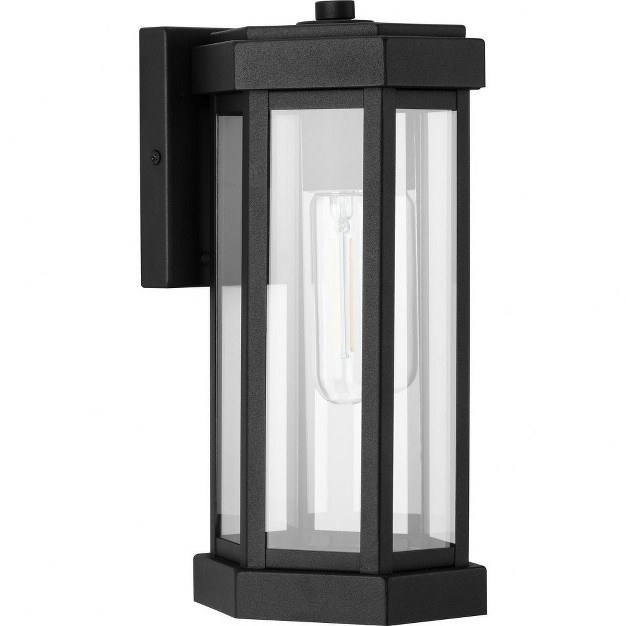 Progress Lighting Ramsey 1 light Outdoor Wall Lantern Textured Black Clear Glass Panels Steel