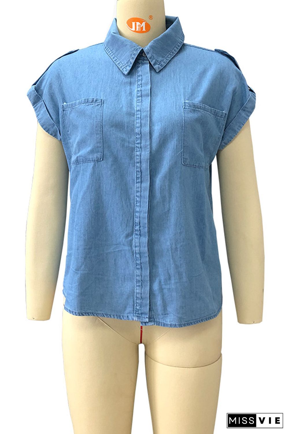 Denim Sleeveless With Pockets Jacket Wholesale