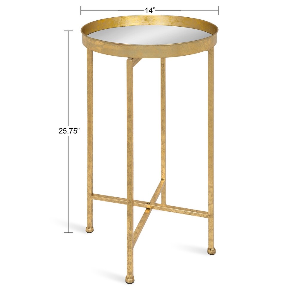 Kate and Laurel Celia Round Metal Foldable Tray Accent Table