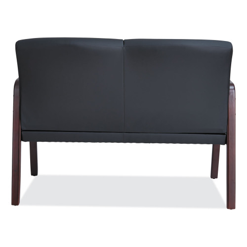 Alera Reception Lounge Series Wood Loveseat， 44.88w x 26.13d x 33h， Black/Mahogany (RL2219M)