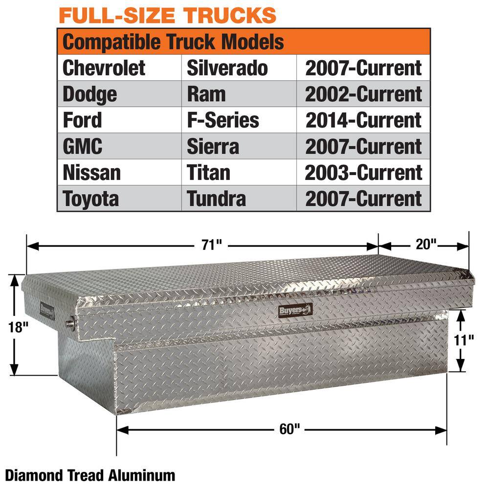 Buyers Products Company 23 in. x 27 in. x 71 in. Diamond Tread Aluminum Crossover Truck Tool Box 1709425