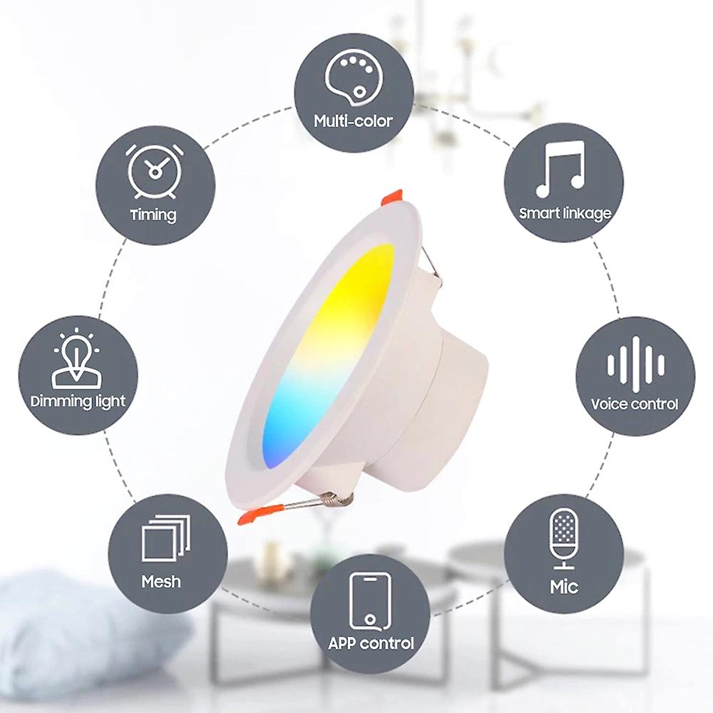 Led Dimming Downlight Rgb Multi-color Lights Spot Light Timing Dimmable Eye-comfort Lamp Works With Tuya Google Assistant Alexa No.341054