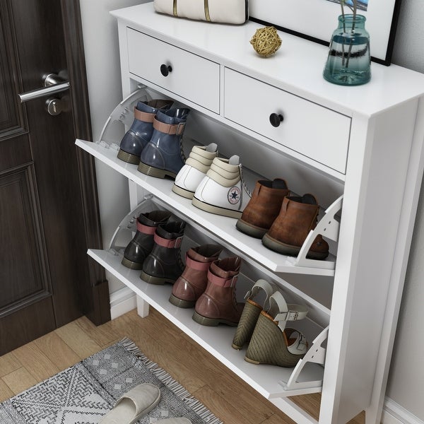 Dresser Shoe Storage Cabinet Fold Out Drawer Space Saving - - 36136163