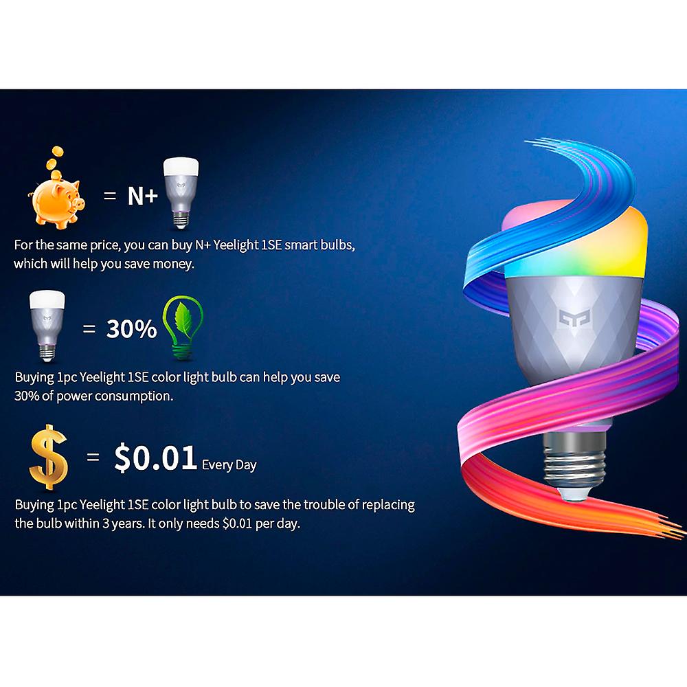 Yeelight Ac100-240v 6w Rgbw Intelligent Leds Light Bulb E27 Base Colourful Light Version Music Rhythm Color Changing Brightness Adjustable Compatible