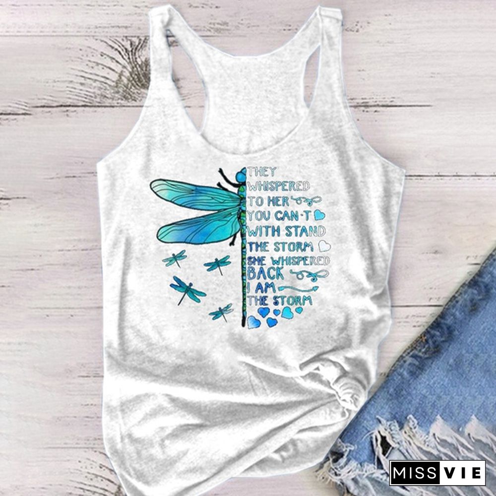 New Womens Fashion Sleevelss T-shirt Lady Cool Tank Top Summer Print Vest Graphic Tee Shirt Plus Size XS-5XL