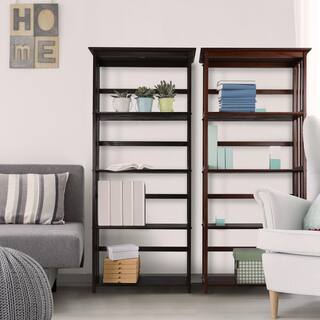 Casual Home 63 in. Walnut New Wood 4-Shelf Etagere Bookcase with Open Back N310-64