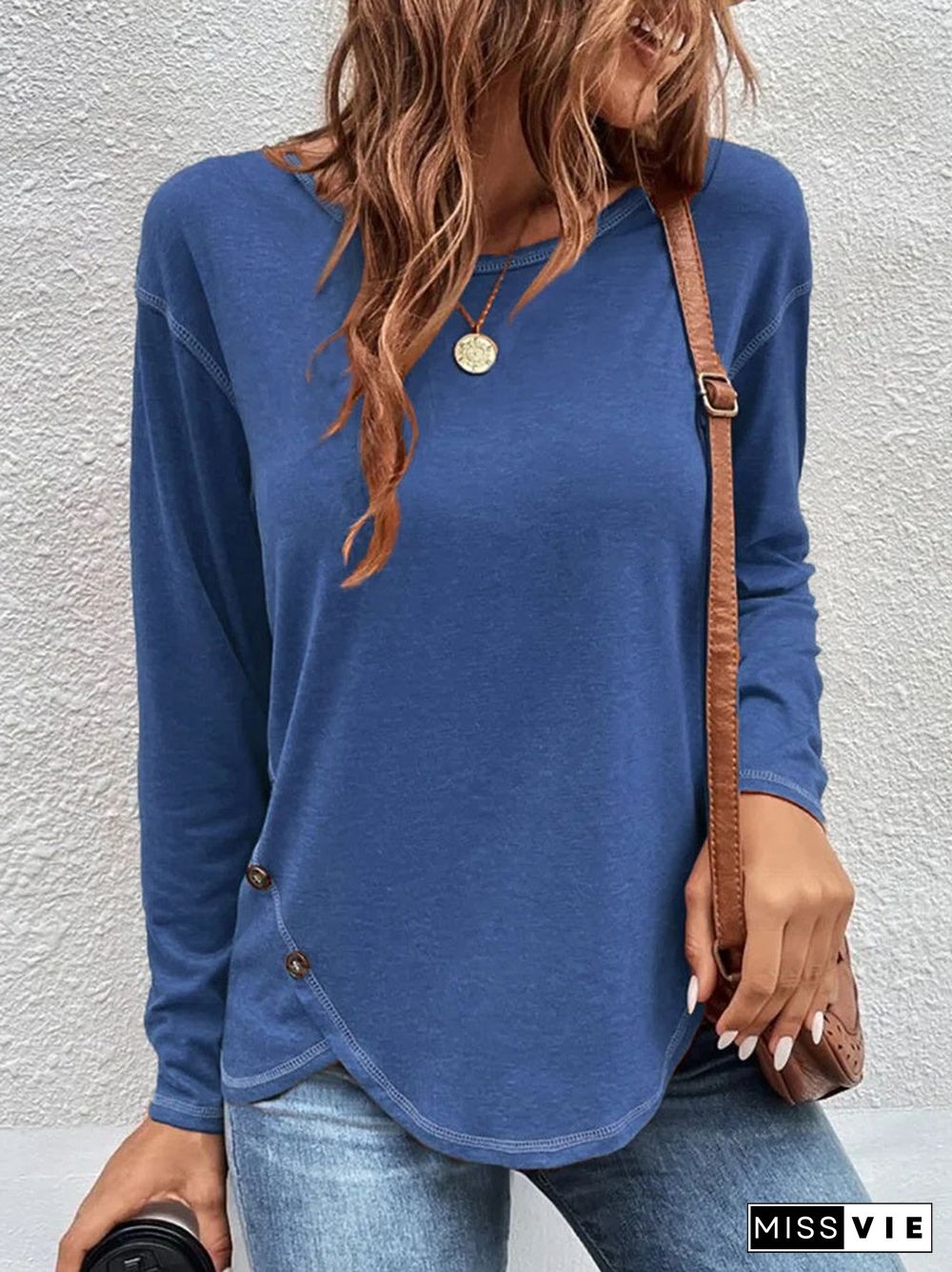 Women Long Sleeve Scoop Neck Casual T-Shirt