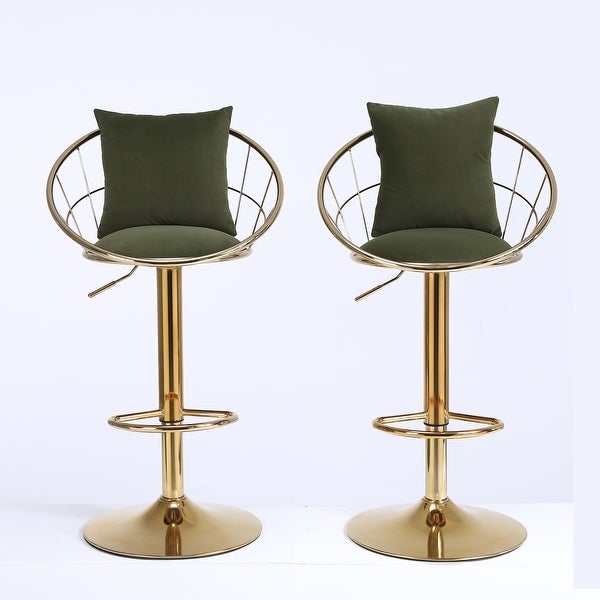 2PCS Velvet Bar Chair Swivel Chair Adjustable Height Barstool - N/A