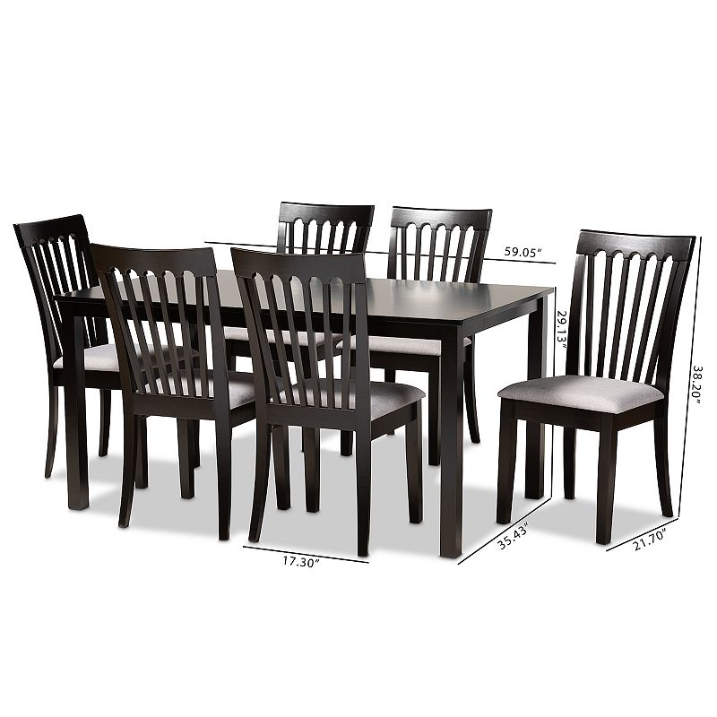 Baxton Studio Minette Dining Table and Chair 7-piece Set