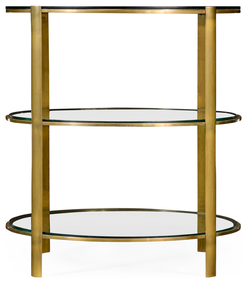 Brass And Glass Circular Side Table   Contemporary   Side Tables And End Tables   by HedgeApple  Houzz