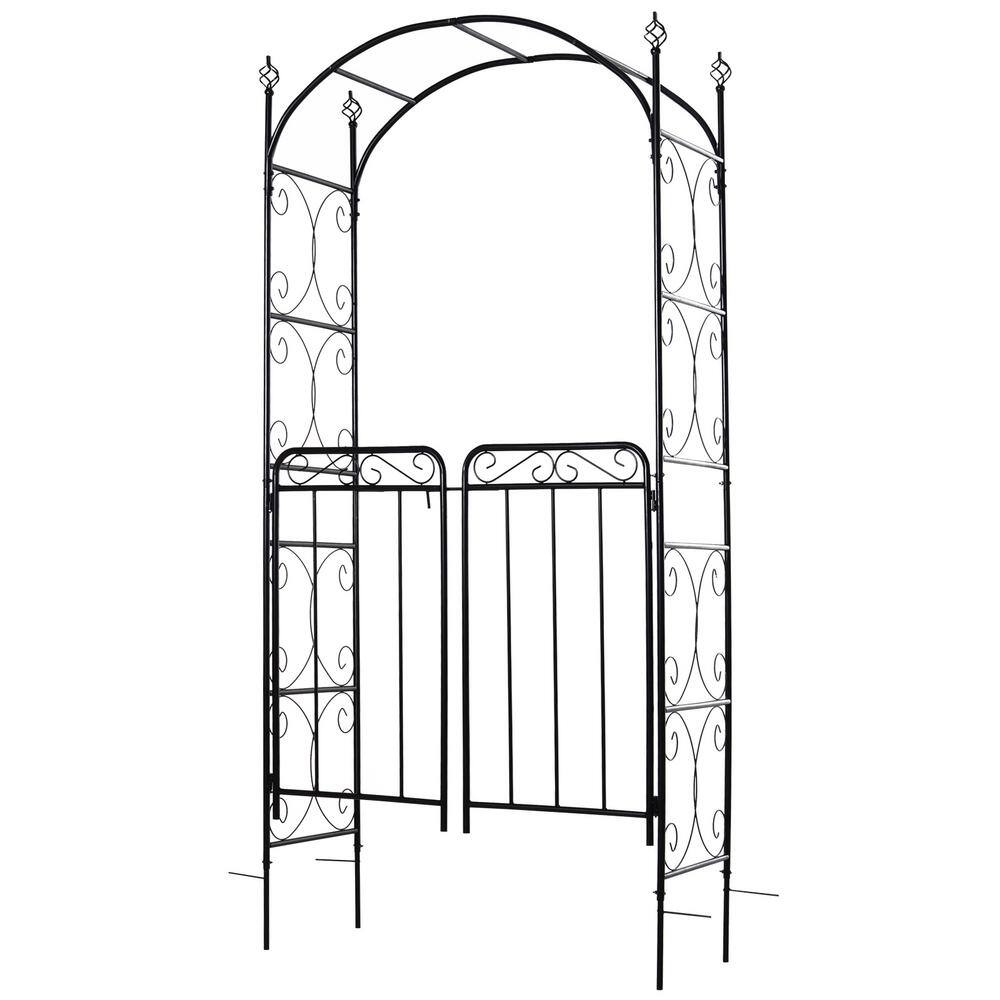 Outsunny 85 in. Decorative Garden Trellis with 2 Latched Swinging Doors Built for Climbing Vines Gardens Weddings and Ect 844-255