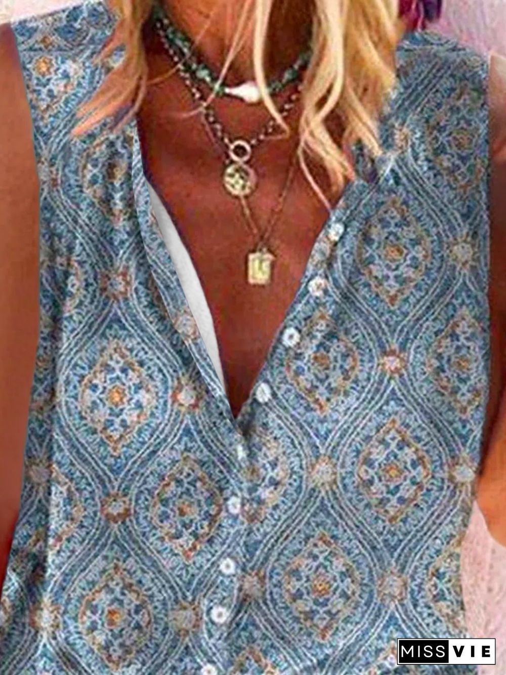 Plus size Boho Casual Sleeveless Blouse