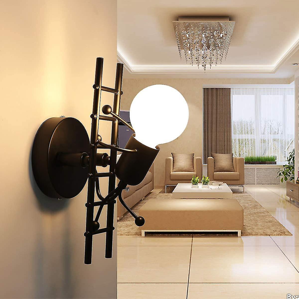 E27 Led Humanoid Wall Sconce，creative Indoor Metal Wall Lamp(creep，black)