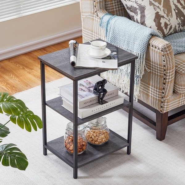 VECELO， (1PCS/2PCS) Modern Narrow Side Table with 3-tier Storage Shelves