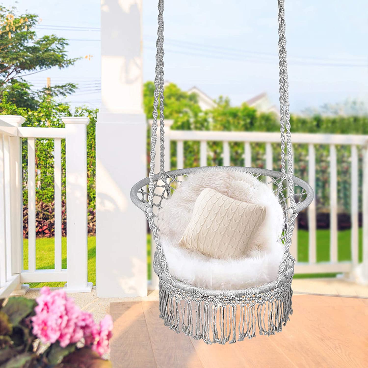 Hanging Hammock Chair, Macrame Hanging Chair 330 Pounds Capacity