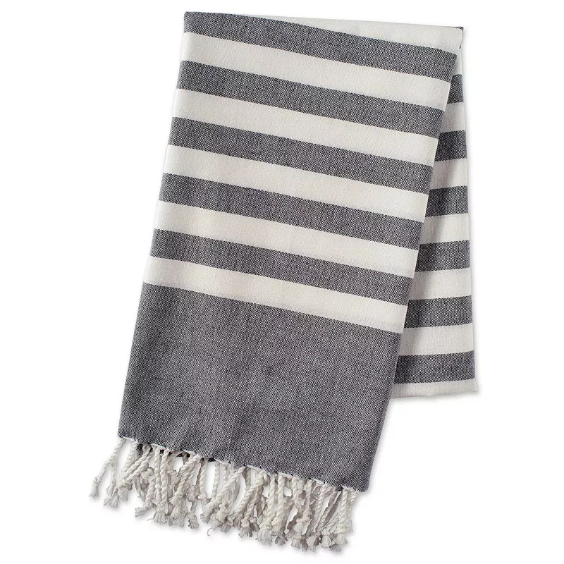 59 Black and White Striped Rectangular Turkish Towel