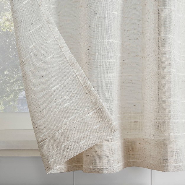 Textured Slub Striped Anti dust Linen Blend Sheer Cafe Window Valance Clean Window