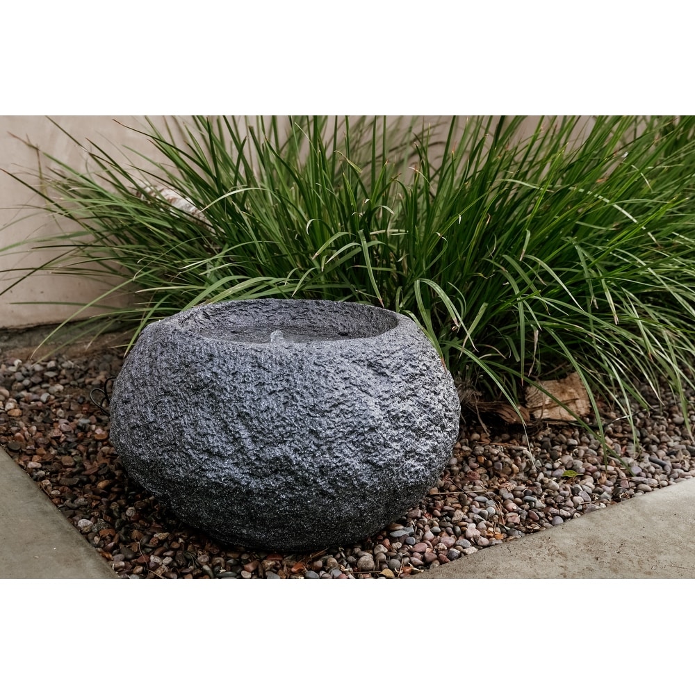 XBrand Round Sphere Stone Textured Tabletop Water Fountain  11.6 Inch Tall  Grey