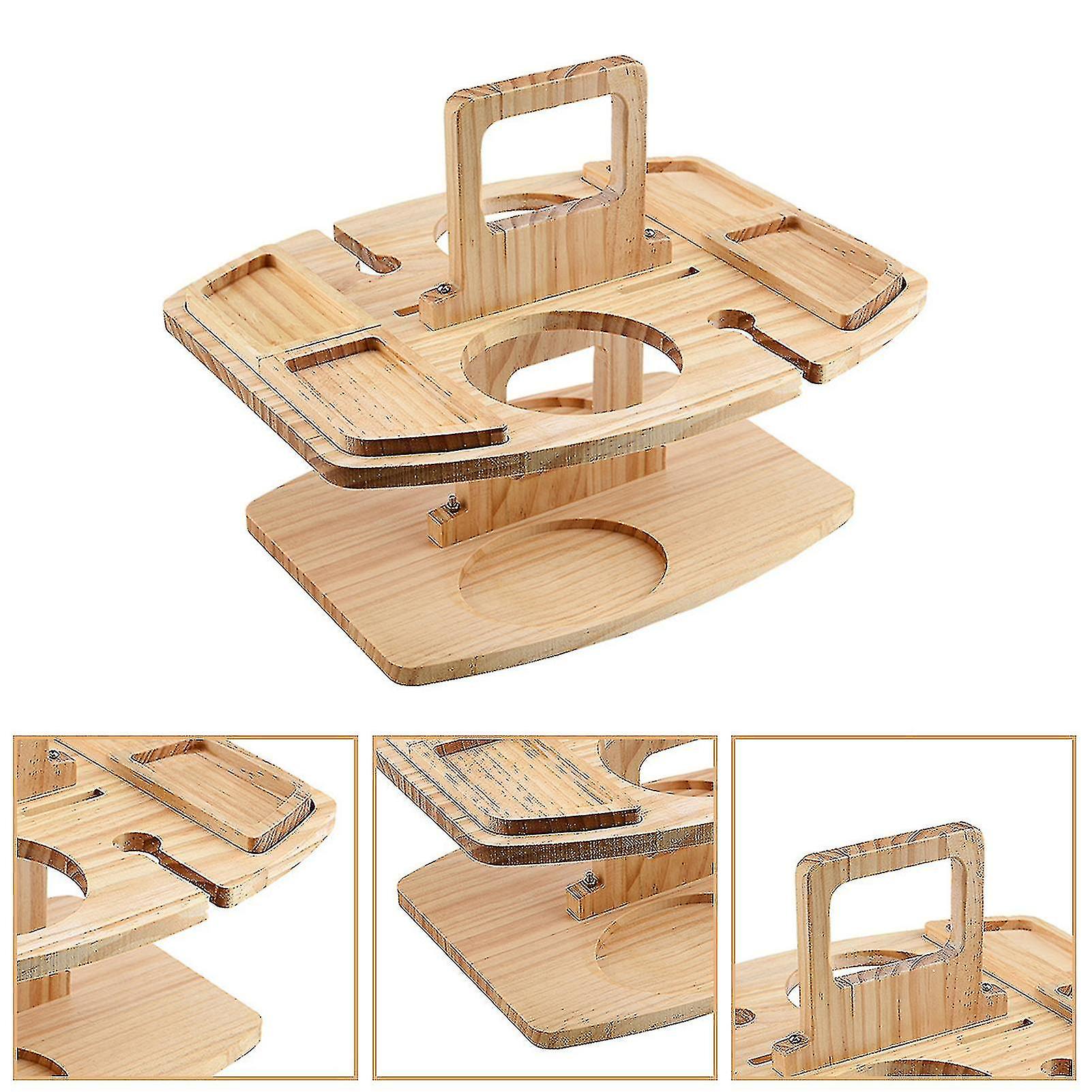 Wood Picnic Wine Holder Removable Corrosion Resistant Picnic Wine Table With Fruit Tray For Outdoor