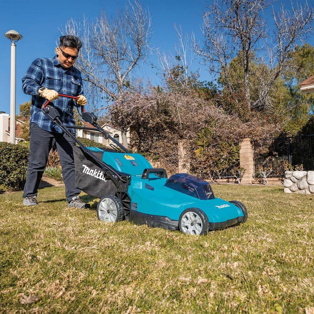 Makita 18-Volt X2 (36V) LXT Lithium-Ion Cordless 19 in. Walk Behind Self-Propelled Lawn Mower Kit w4 batteries (5.0Ah) XML14CT1