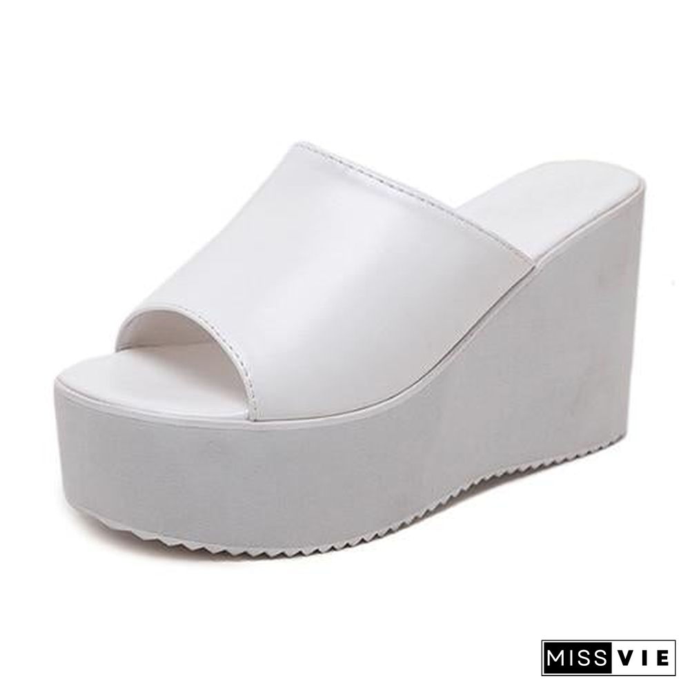 Women Slip On Wedges Sandals Platform High Heels Open Toe Sandal Shoes