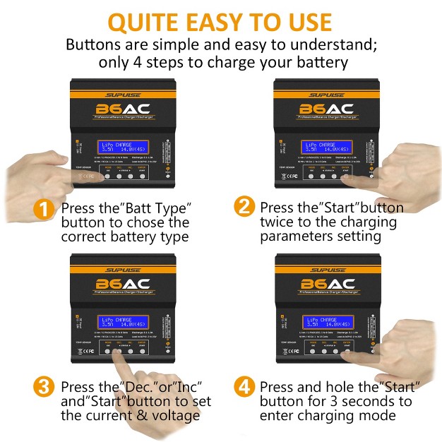 Supulse Imax Exac00005 B6 Ac Professional Balance Charger discharger System With Temperature Sensor Cooling Fans And Multi plug Adapter Line