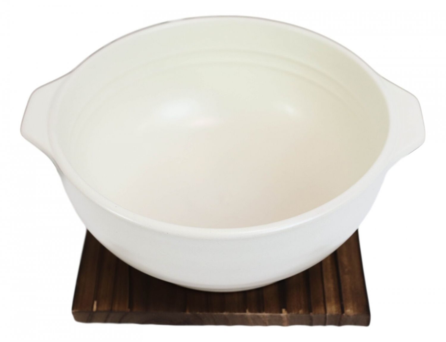 1 Japanese White Donabe Ceramic Hot Clay Pot Bowl Casserole 32oz With Wooden Base EBR02