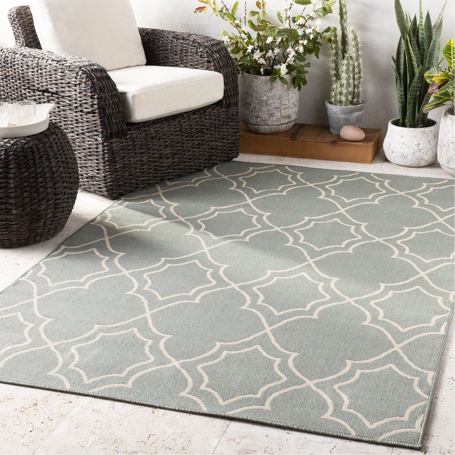 Alfresco Outdoor Rug in Sage & Cream