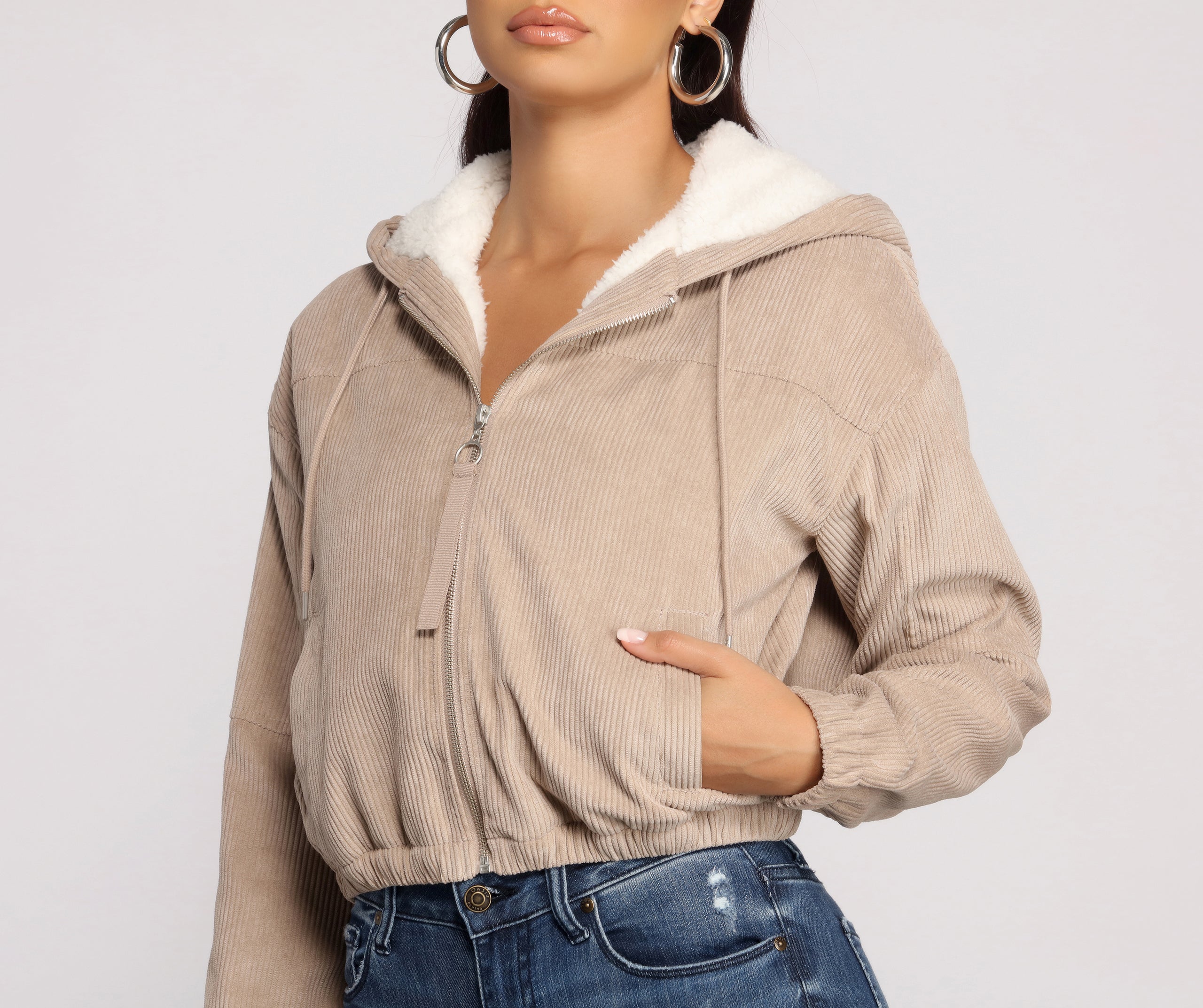 Corduroy Cutie Cropped Sherpa Jacket