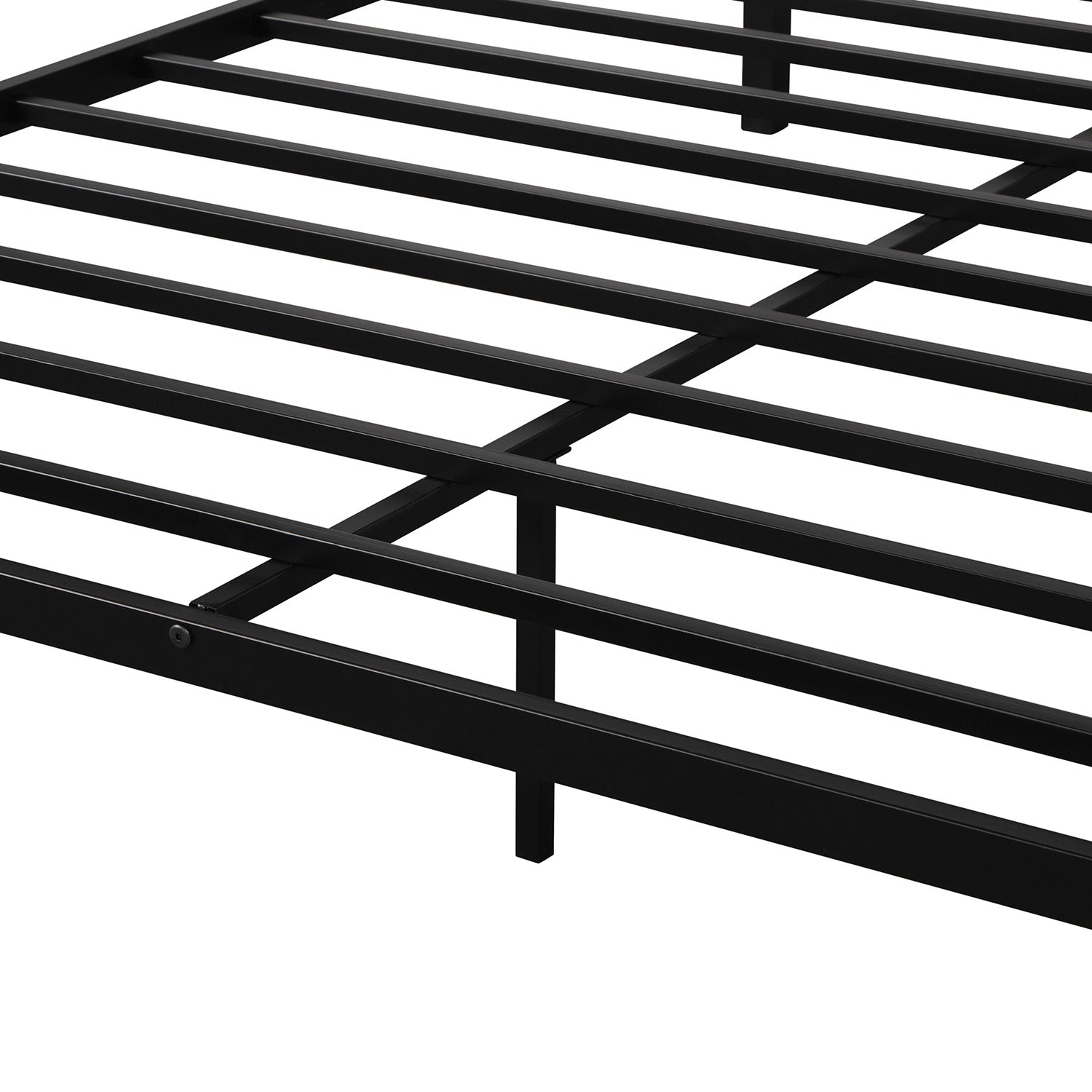 Queen Canopy Bed Black Metal, 4-Poster Bed Frame Upholstered Platform Bed Frame with Headboard for Girls Adults, Easy Assembly