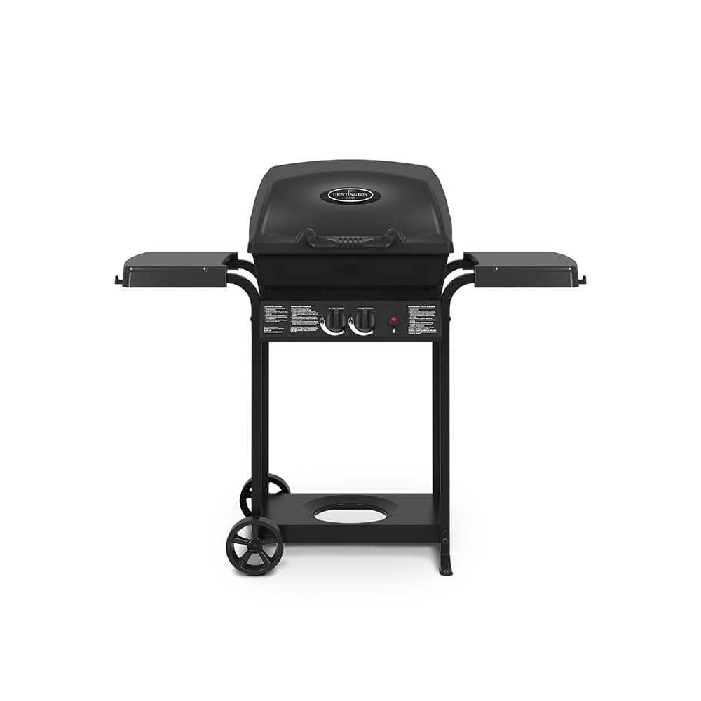 Huntington 2-Burner Cast Aluminum Propane Gas Grill in Black 24025HNT