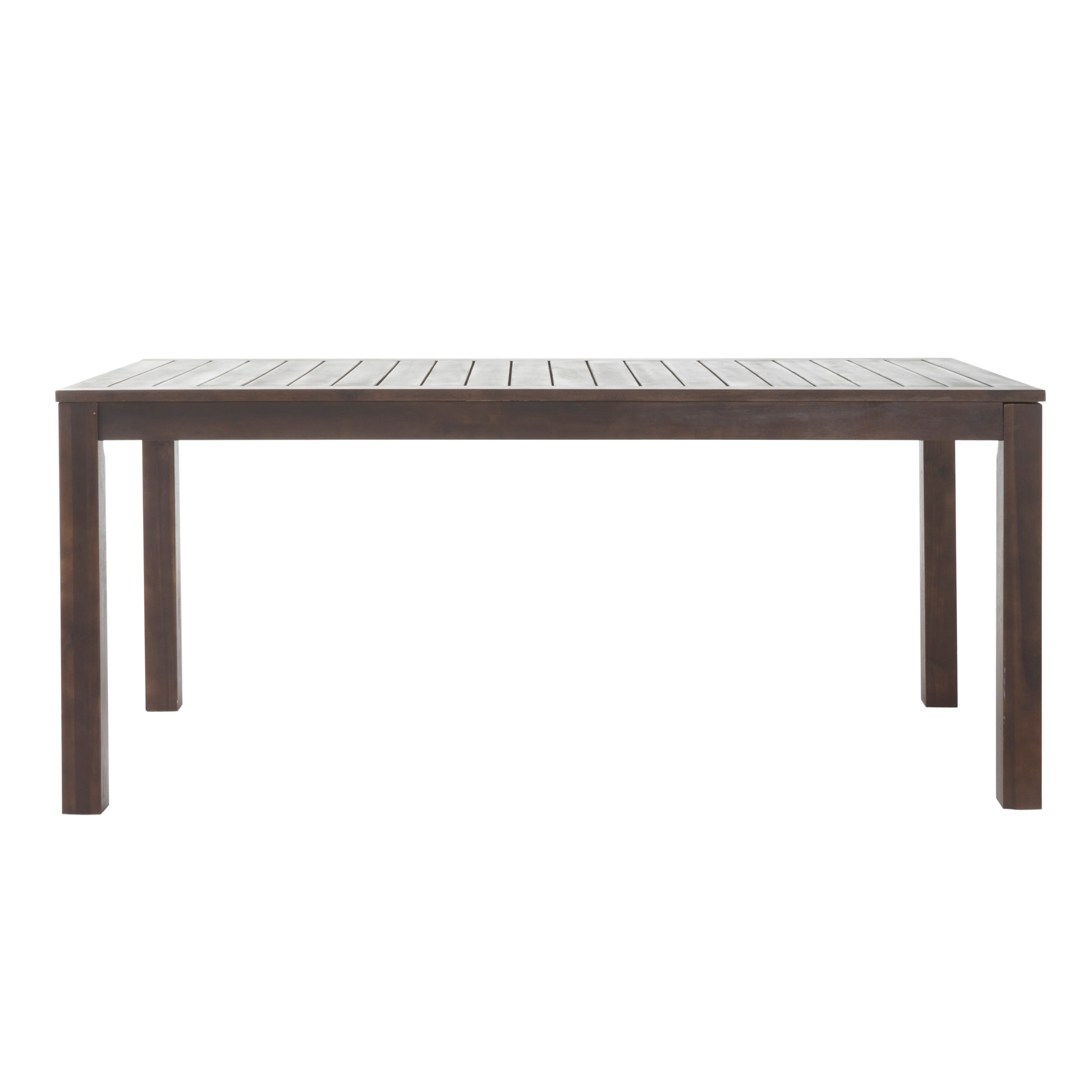 Marin Rustic Outdoor Slatted Dark Brown Acacia Wood Dining Table